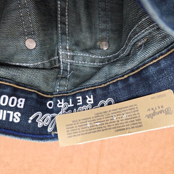 Wrangler Retro Jeans Mens 32x34 Blue Slim Boot Cut Western Denim Rodeo - Picture 10 of 15